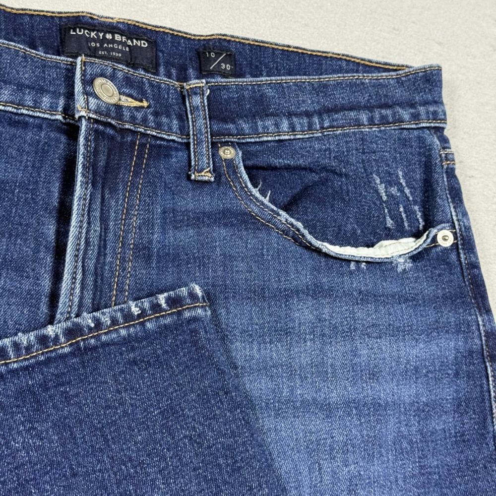 Lucky Brand Distressed Straight Leg Jeans Blue Denim Womens Size 10/30